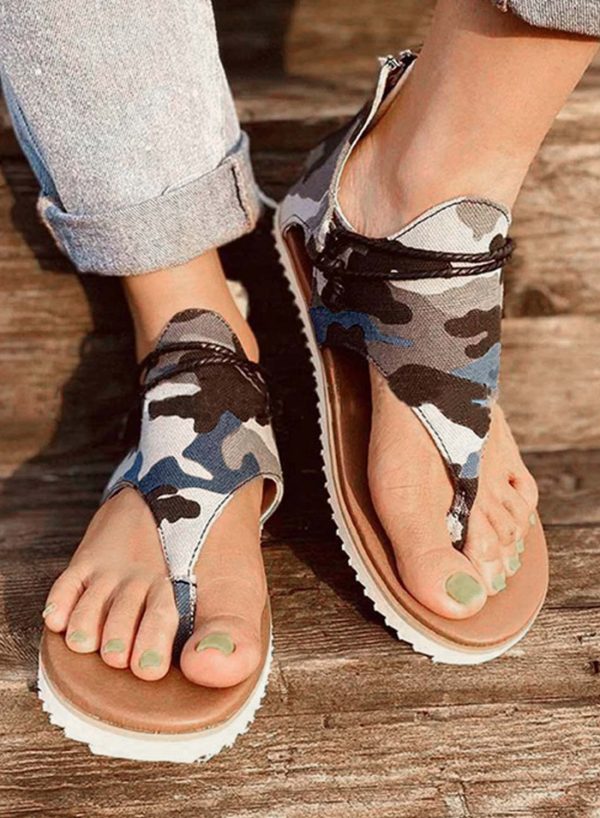 Women's Sandals Camouflage Zipper Sandals